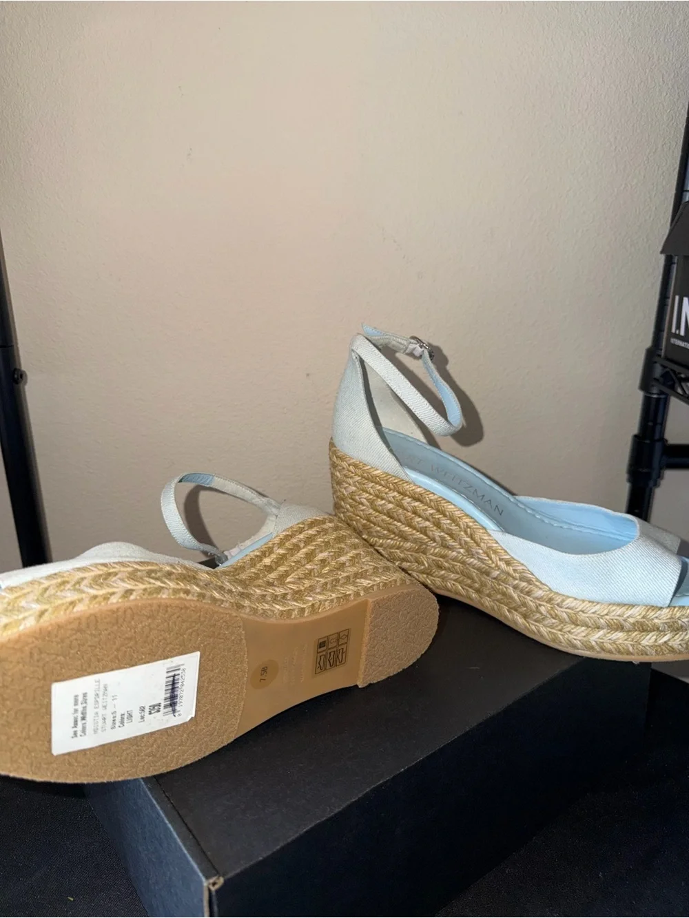 Stuart Weitzman “Nudistia” Canvas Espadrille Wedge Sandals $350 Retail! 😍